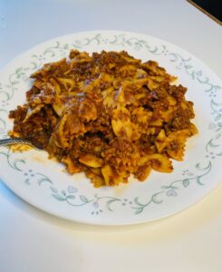 Low Sodium Spaghetti Sauce over Bow Tie Pasta