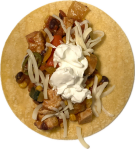 Low Sodium Chicken Tex-mex served on a low sodium tortilla