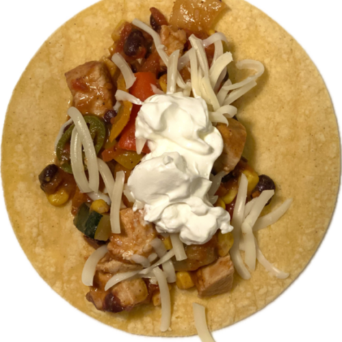 Low Sodium Chicken Tex-mex served on a low sodium tortilla