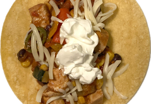 Low Sodium Chicken Tex-mex served on a low sodium tortilla